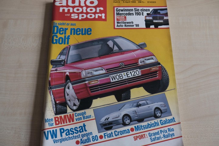 Deckblatt Auto Motor und Sport (08/1988)
